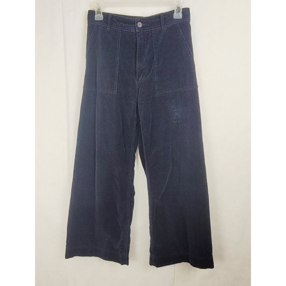 Frye Nadia black wide leg cropped velvet pants Size 6 Hippie Boho Goth